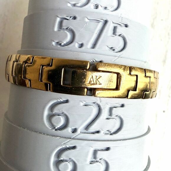 Anne Klein AK Gold Tone Watch Mother of Pearl Dial Crystal Accents Water Resist